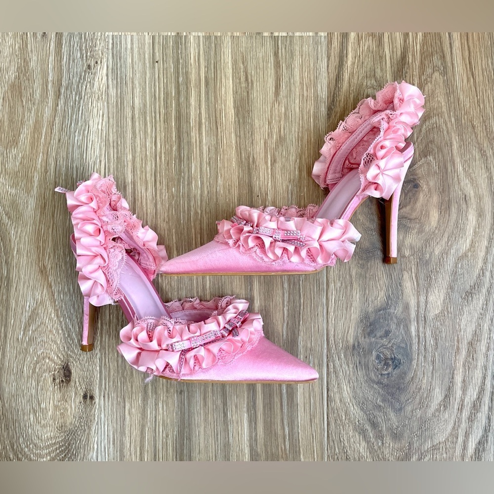 CUCCOO HITCHD Valentines Day Lace Detail Thin Heeled Slingback Sandals Size 6/36 - Picture 11 of 13